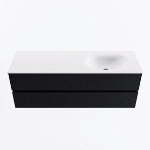 MONDIAZ VICA 140cm badmeubel onderkast Urban 2 lades. Wastafel MOON rechts 1 kraangat, kleur Talc.