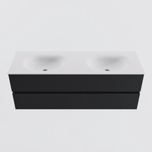 MONDIAZ VICA 140cm badmeubel onderkast Urban 2 lades. Wastafel MOON dubbel 2 kraangaten, kleur Talc.