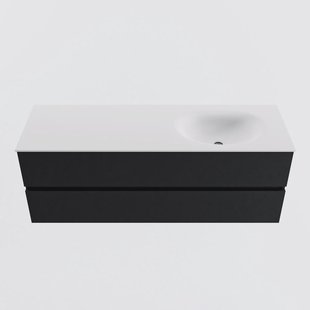 MONDIAZ VICA 140cm badmeubel onderkast Urban 2 lades. Wastafel MOON rechts zonder kraangat, kleur Talc.