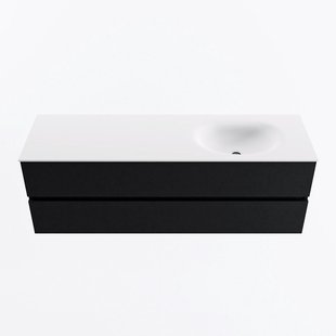 MONDIAZ VICA 150cm badmeubel onderkast Urban 2 lades. Wastafel MOON rechts 1 kraangat, kleur Talc.