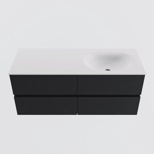 MONDIAZ VICA 120cm badmeubel onderkast Urban 4 lades. Wastafel MOON rechts 1 kraangat, kleur Talc.