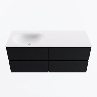 MONDIAZ VICA 120cm badmeubel onderkast Urban 4 lades. Wastafel MOON links zonder kraangat, kleur Talc.