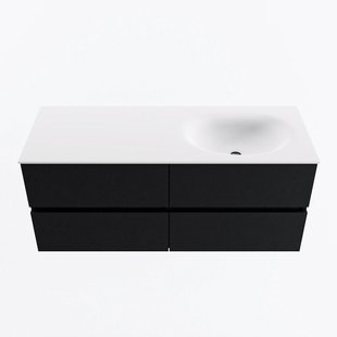 MONDIAZ VICA 120cm badmeubel onderkast Urban 4 lades. Wastafel MOON rechts zonder kraangat, kleur Talc.