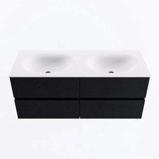 MONDIAZ VICA 120cm badmeubel onderkast Urban 4 lades. Wastafel MOON dubbel zonder kraangat, kleur Talc.