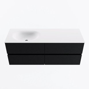 MONDIAZ VICA 130cm badmeubel onderkast Urban 4 lades. Wastafel MOON links 1 kraangat, kleur Talc.