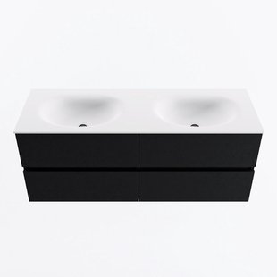 MONDIAZ VICA 130cm badmeubel onderkast Urban 4 lades. Wastafel MOON dubbel 2 kraangaten, kleur Talc.