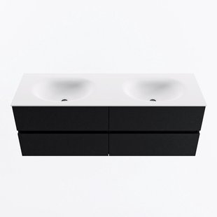 MONDIAZ VICA 140cm badmeubel onderkast Urban 4 lades. Wastafel MOON dubbel 2 kraangaten, kleur Talc.