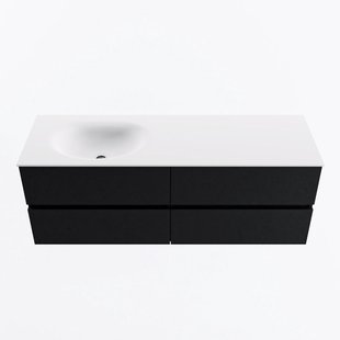 MONDIAZ VICA 140cm badmeubel onderkast Urban 4 lades. Wastafel MOON links zonder kraangat, kleur Talc.