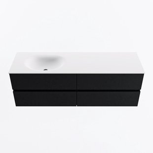 MONDIAZ VICA 150cm badmeubel onderkast Urban 4 lades. Wastafel MOON links 1 kraangat, kleur Talc.