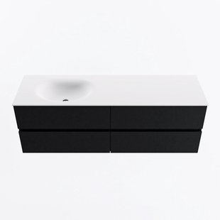 MONDIAZ VICA 150cm badmeubel onderkast Urban 4 lades. Wastafel MOON links zonder kraangat, kleur Talc.