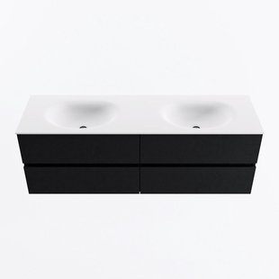 MONDIAZ VICA 150cm badmeubel onderkast Urban 4 lades. Wastafel MOON dubbel zonder kraangat, kleur Talc.