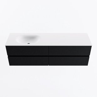 MONDIAZ VICA 160cm badmeubel onderkast Urban 4 lades. Wastafel MOON links 1 kraangat, kleur Talc.