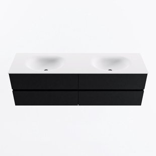 MONDIAZ VICA 160cm badmeubel onderkast Urban 4 lades. Wastafel MOON dubbel 2 kraangaten, kleur Talc.