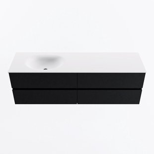 MONDIAZ VICA 160cm badmeubel onderkast Urban 4 lades. Wastafel MOON links zonder kraangat, kleur Talc.