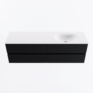 MONDIAZ VICA 160cm badmeubel onderkast Urban 4 lades. Wastafel MOON rechts zonder kraangat, kleur Talc.