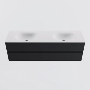 MONDIAZ VICA 160cm badmeubel onderkast Urban 4 lades. Wastafel MOON dubbel zonder kraangat, kleur Talc.