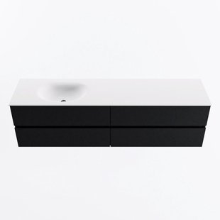 MONDIAZ VICA 180cm badmeubel onderkast Urban 4 lades. Wastafel MOON links zonder kraangat, kleur Talc.