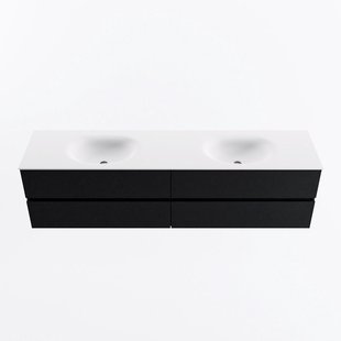 MONDIAZ VICA 190cm badmeubel onderkast Urban 4 lades. Wastafel MOON dubbel 2 kraangaten, kleur Talc.