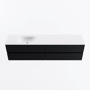 MONDIAZ VICA 190cm badmeubel onderkast Urban 4 lades. Wastafel MOON links zonder kraangat, kleur Talc.