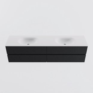 MONDIAZ VICA 190cm badmeubel onderkast Urban 4 lades. Wastafel MOON dubbel zonder kraangat, kleur Talc.