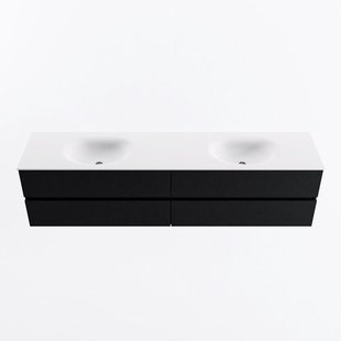 MONDIAZ VICA 200cm badmeubel onderkast Urban 4 lades. Wastafel MOON dubbel 2 kraangaten, kleur Talc.