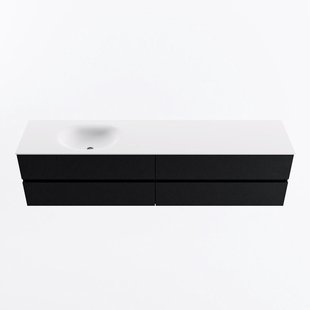 MONDIAZ VICA 200cm badmeubel onderkast Urban 4 lades. Wastafel MOON links zonder kraangat, kleur Talc.