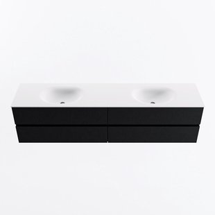 MONDIAZ VICA 200cm badmeubel onderkast Urban 4 lades. Wastafel MOON dubbel zonder kraangat, kleur Talc.