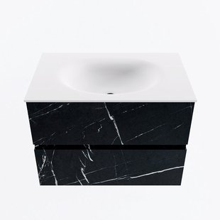 MONDIAZ VICA 70cm badmeubel onderkast Marquina 2 lades. Wastafel MOON midden zonder kraangat, kleur Talc.