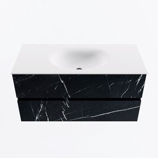 MONDIAZ VICA 100cm badmeubel onderkast Marquina 2 lades. Wastafel MOON midden 1 kraangat, kleur Talc.