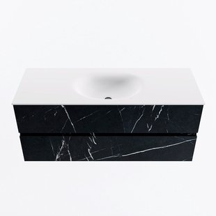 MONDIAZ VICA 120cm badmeubel onderkast Marquina 2 lades. Wastafel MOON midden 1 kraangat, kleur Talc.