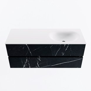 MONDIAZ VICA 120cm badmeubel onderkast Marquina 2 lades. Wastafel MOON rechts 1 kraangat, kleur Talc.