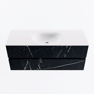 MONDIAZ VICA 120cm badmeubel onderkast Marquina 2 lades. Wastafel MOON midden zonder kraangat, kleur Talc.