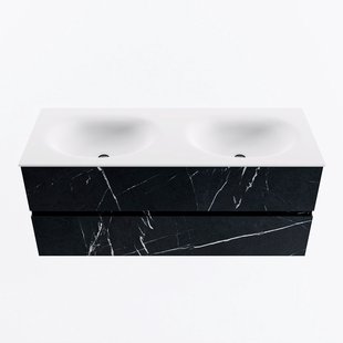 MONDIAZ VICA 120cm badmeubel onderkast Marquina 2 lades. Wastafel MOON dubbel zonder kraangat, kleur Talc.