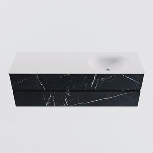 MONDIAZ VICA 150cm badmeubel onderkast Marquina 2 lades. Wastafel MOON rechts 1 kraangat, kleur Talc.