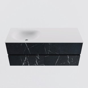 MONDIAZ VICA 120cm badmeubel onderkast Marquina 4 lades. Wastafel MOON links zonder kraangat, kleur Talc.