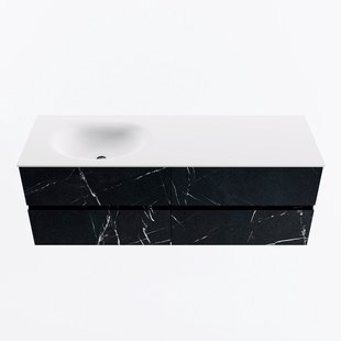 MONDIAZ VICA 140cm badmeubel onderkast Marquina 4 lades. Wastafel MOON links 1 kraangat, kleur Talc.