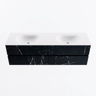 MONDIAZ VICA 160cm badmeubel onderkast Marquina 4 lades. Wastafel MOON dubbel 2 kraangaten, kleur Talc.