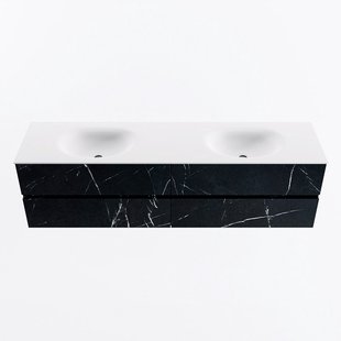 MONDIAZ VICA 180cm badmeubel onderkast Marquina 4 lades. Wastafel MOON dubbel 2 kraangaten, kleur Talc.