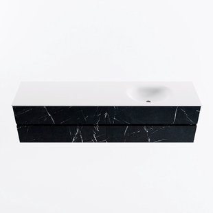 MONDIAZ VICA 190cm badmeubel onderkast Marquina 4 lades. Wastafel MOON rechts 1 kraangat, kleur Talc.