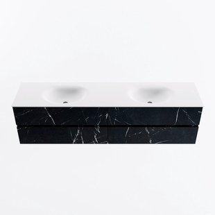 MONDIAZ VICA 190cm badmeubel onderkast Marquina 4 lades. Wastafel MOON dubbel 2 kraangaten, kleur Talc.