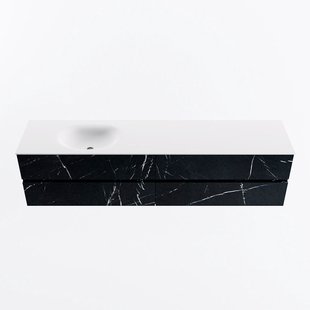 MONDIAZ VICA 200cm badmeubel onderkast Marquina 4 lades. Wastafel MOON links zonder kraangat, kleur Talc.