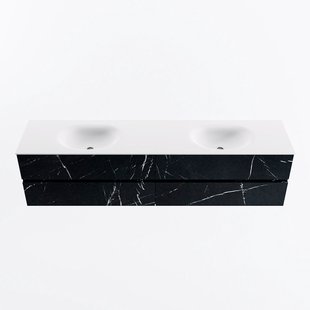 MONDIAZ VICA 200cm badmeubel onderkast Marquina 4 lades. Wastafel MOON dubbel zonder kraangat, kleur Talc.