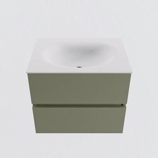 MONDIAZ VICA 60cm badmeubel onderkast Army 2 lades. Wastafel MOON midden zonder kraangat, kleur Talc.