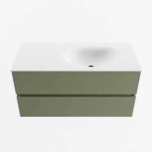 MONDIAZ VICA 100cm badmeubel onderkast Army 2 lades. Wastafel MOON rechts 1 kraangat, kleur Talc.