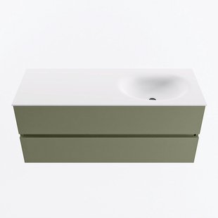 MONDIAZ VICA 120cm badmeubel onderkast Army 2 lades. Wastafel MOON rechts 1 kraangat, kleur Talc.