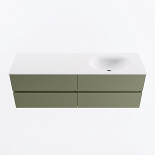 MONDIAZ VICA 150cm badmeubel onderkast Army 4 lades. Wastafel MOON rechts 1 kraangat, kleur Talc.