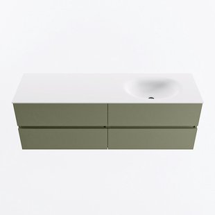 MONDIAZ VICA 150cm badmeubel onderkast Army 4 lades. Wastafel MOON rechts zonder kraangat, kleur Talc.