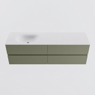 MONDIAZ VICA 160cm badmeubel onderkast Army 4 lades. Wastafel MOON links 1 kraangat, kleur Talc.
