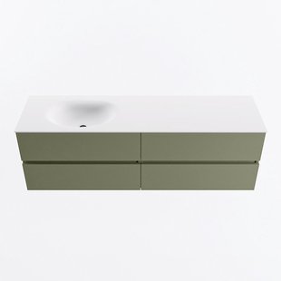 MONDIAZ VICA 160cm badmeubel onderkast Army 4 lades. Wastafel MOON links zonder kraangat, kleur Talc.