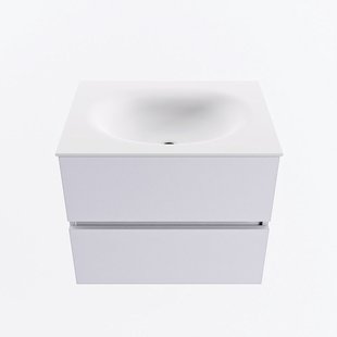 MONDIAZ VICA 60cm badmeubel onderkast Cale 2 lades. Wastafel MOON midden 1 kraangat, kleur Talc.